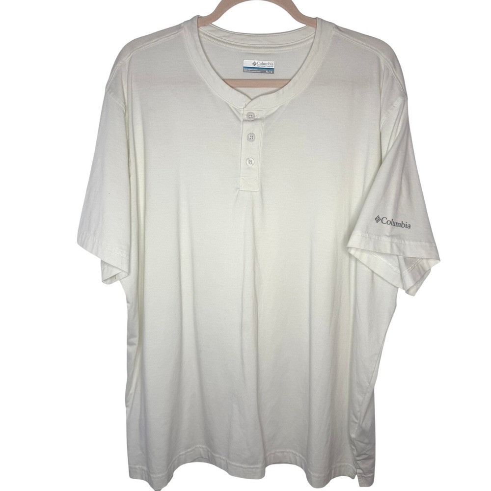 Columbia‎ Henley Shirt Mens XL White Short Sleeve XM9894 Stretch Outdoor